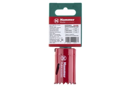 Коронка биметаллическая HAMMER Ф32х38мм 5/8&quot; BiMETALL (224-006) купить в Нефтеюганске