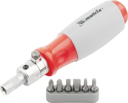 Отвертка реверсивная, силовой элемент под ключ, набор бит, CrV, 6 шт MATRIX 11549 купить в Нефтеюганске