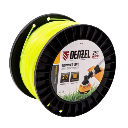 Леска для триммера квадрат, 2,0мм х 251м, на DIN катушке FLEX CORD// Denzel 96291 купить в Нефтеюганске