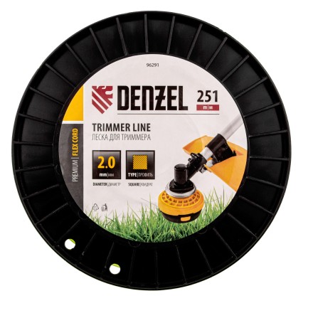 Леска для триммера квадрат, 2,0мм х 251м, на DIN катушке FLEX CORD// Denzel 96291 купить в Нефтеюганске