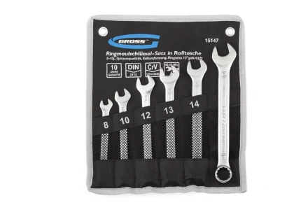 Набор ключей комбинированных 8-17 мм 6 шт CrV холодный штамп GROSS 15147 купить в Нефтеюганске