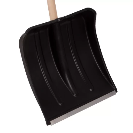 Лопата для уборки снега пластиковая, 380х385х1420 мм, оцинк. планка, деревянный черенок Россия 6157453 купить в Нефтеюганске