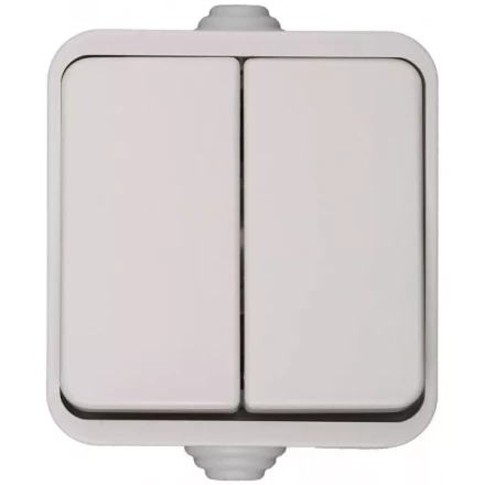 Выключатель СВЕТОЗАР БАТТЕРФЛЯЙ двухклавишный, цвет белый, 10А/~250В SV-54334-W купить в Нефтеюганске