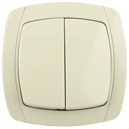 Выключатель СВЕТОЗАР &quot;CITY LIGHT&quot; двухклавишный в сборе, бежевый, 10А/~250В SV-54234-B купить в Нефтеюганске