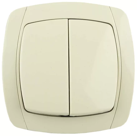 Выключатель СВЕТОЗАР &quot;CITY LIGHT&quot; двухклавишный в сборе, бежевый, 10А/~250В SV-54234-B купить в Нефтеюганске