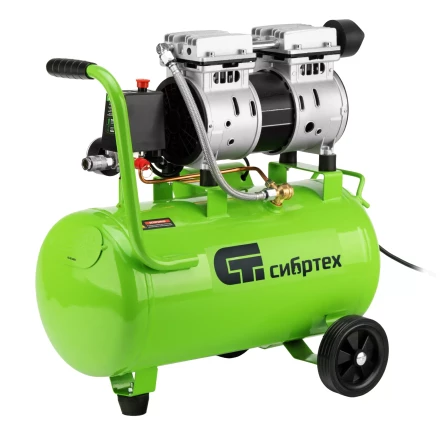 Компрессор безмаслянный малошумный Сибртех МБ 1100/24,1100 Вт, 24 л, 170 л/мин 58006 купить в Нефтеюганске