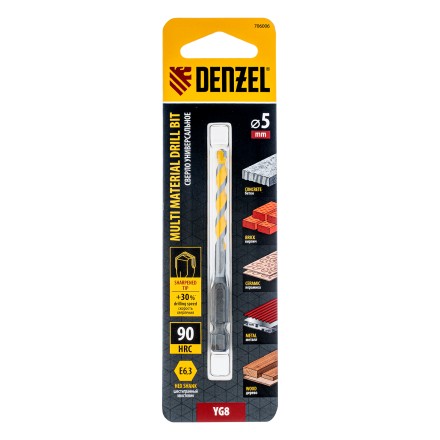 Сверло универсальное, Multi cut, 5 мм Denzel 706006 купить в Нефтеюганске
