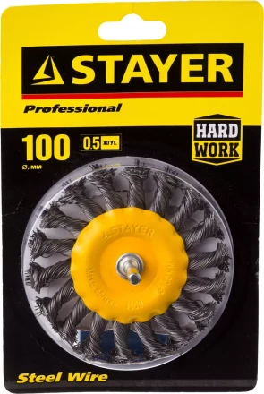 DEXX. Щетка дисковая для дрели, витая стальная латунированная проволока 0,3мм, 50мм 35110-050 купить в Нефтеюганске