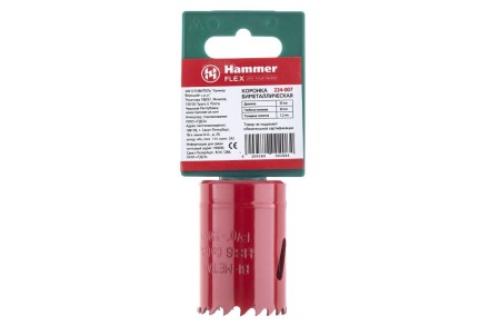 Коронка биметаллическая HAMMER Ф35х38мм 5/8&quot; BiMETALL (224-007) купить в Нефтеюганске