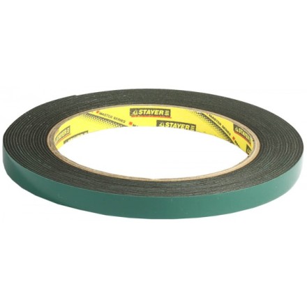 Двухсторонняя клейкая лента на вспененной основе, STAYER Professional 12233-09-05, черная, 9мм х 5м 12233-09-05 купить в Нефтеюганске