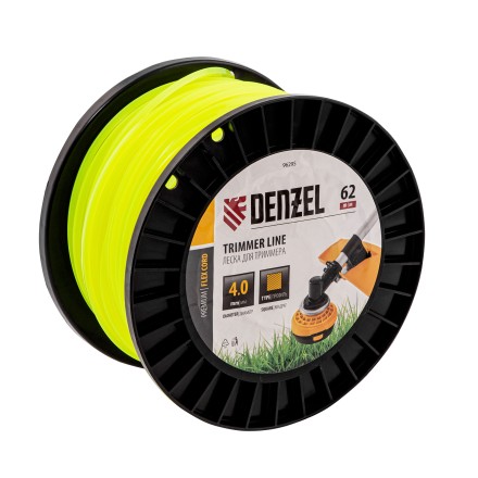 Леска для триммера квадрат, 4,0мм х 62м, на DIN катушке FLEX CORD// Denzel 96295 купить в Нефтеюганске