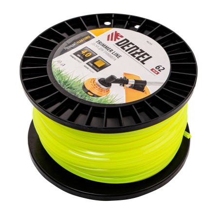Леска для триммера квадрат, 4,0мм х 62м, на DIN катушке FLEX CORD// Denzel 96295 купить в Нефтеюганске