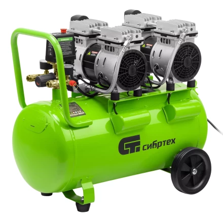 Компрессор безмаслянный малошумный Сибртех МБ 2000/50 58007, 2000 Вт, 50л, 300 л/мин купить в Нефтеюганске