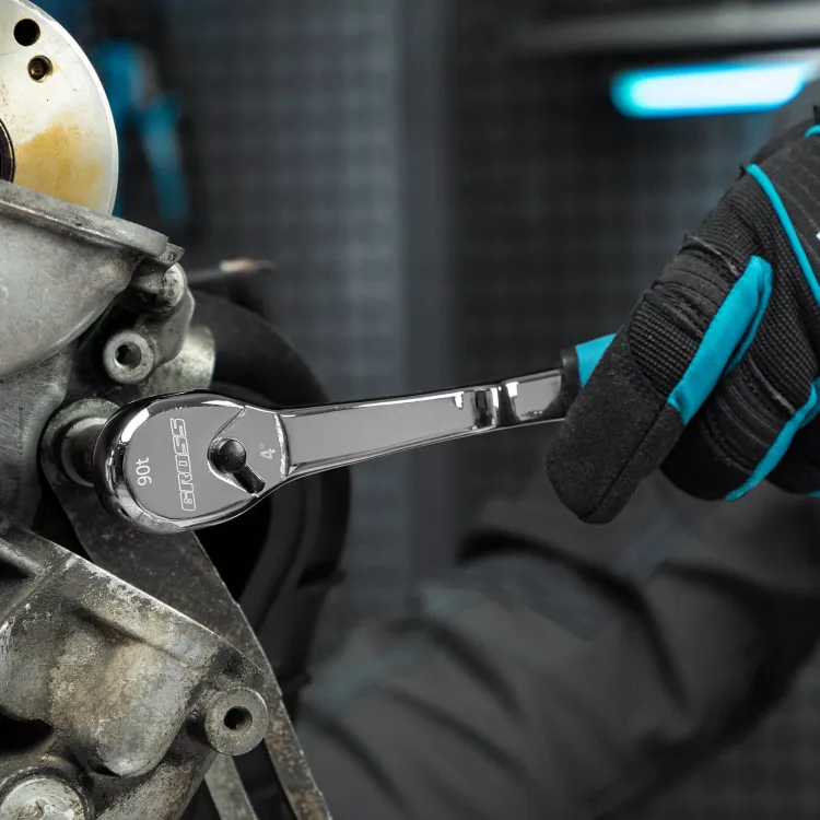 Ключ-трещотка 3/8" Gross 14054, CrV, 90 зубьев, усиленный, хром купить в Нефтеюганске