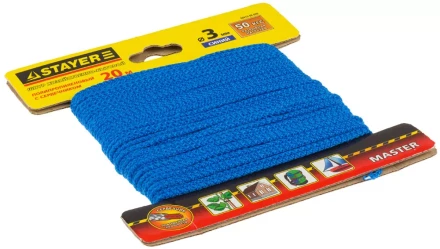 Шнур STAYER &quot;MASTER&quot; хозяйственно-бытовой, полипропиленовый, вязанный, с сердечником, синий, d 3, 20м 50413-03-020 купить в Нефтеюганске