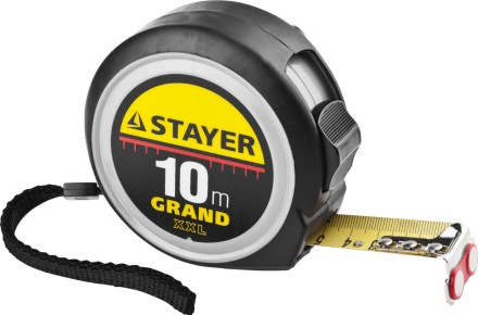 Рулетка STAYER GRAND, корпус с противоскользящим напылением, упрочненное полотно, 10м/25мм 552180 купить в Нефтеюганске