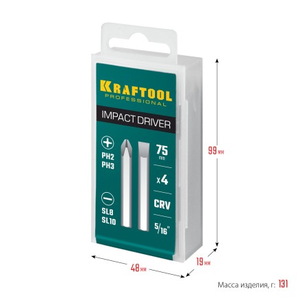 Биты для ударно-поворотных отверток KRAFTOOL 25552 купить в Нефтеюганске
