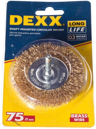 DEXX. Щетка дисковая для дрели, витая стальная латунированная проволока 0,3мм, 75мм 35110-075 купить в Нефтеюганске