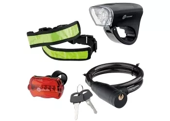 Велосипедный набор передний и задний фонари Led светоотражатель и тросовый замок Stern 90561 купить в Нефтеюганске