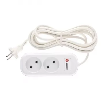 Удлинитель бытовой без заземления, 2*0,75мм*3м, 2 розетки, 6A, STERN 95721 купить в Нефтеюганске