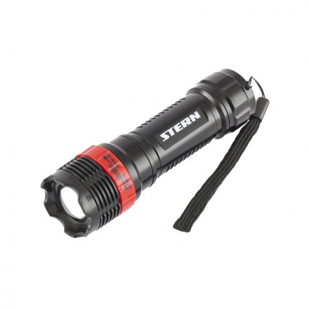 Фонарь бытовой пластик 1W LED ремешок зум 3 режима 100% - 50% - стробоскоп 3хААА Stern 90570 купить в Нефтеюганске