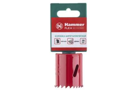 Коронка биметаллическая HAMMER Ф38х38мм 5/8&quot; BiMETALL (224-008) купить в Нефтеюганске