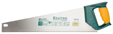 Ножовка по дереву (пила) KRAFTOOL BLITZ 450 мм, 7/8 TPI, быстрый рез поперек волокон, зубья - «S» : прямые 15005-45 купить в Нефтеюганске