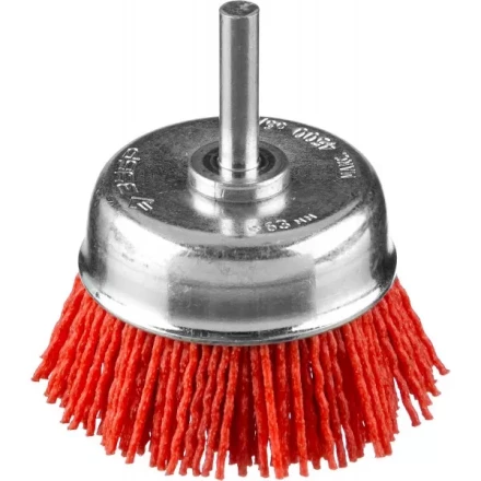ЗУБР &quot;ПРОФЕССИОНАЛ&quot;. Щетка чашечная для дрели, нейлоновая проволока с абразивным покрытием, 63мм 35165-063_z02 купить в Нефтеюганске