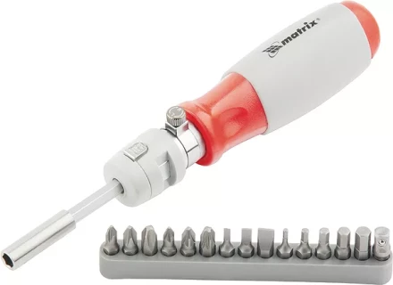 Отвертка реверсивная, телескопическая, силовой элемент под ключ, набор бит, CrV, 15 шт MATRIX 11552 купить в Нефтеюганске