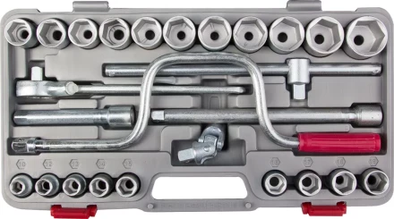 Набор торцовых головок НИЗ &quot;Шоферский инструмент №4&quot;, 1/2&quot;, сталь 40Х, в пластиковом кейсе, 26 предметов 2761-40 купить в Нефтеюганске