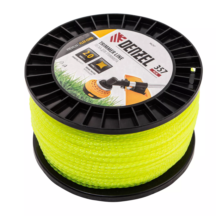 Леска для триммера витой квадрат, 2,0мм х 357м, на DIN катушке FLEX CORD// Denzel 96297 купить в Нефтеюганске