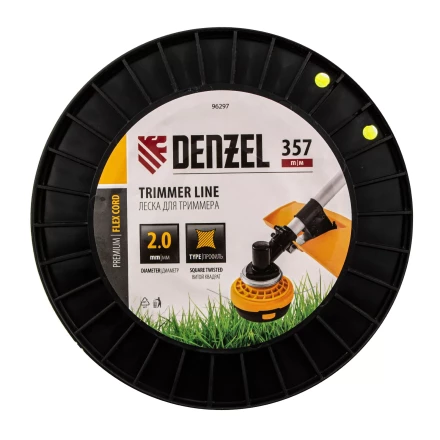 Леска для триммера витой квадрат, 2,0мм х 357м, на DIN катушке FLEX CORD// Denzel 96297 купить в Нефтеюганске
