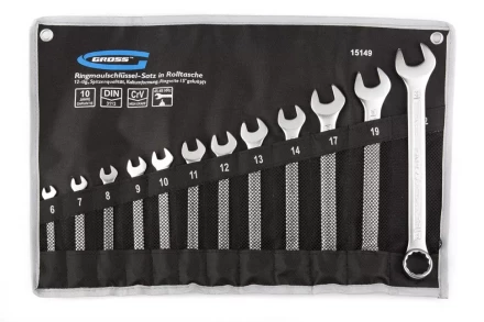 Набор ключей комбинированных 6-22 мм 12 шт CrV холодный штамп GROSS 15149 купить в Нефтеюганске