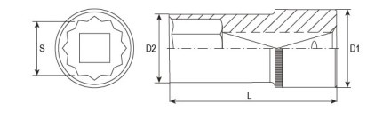 Головка торцевая 12-гранная глубокая 1/2&quot;DR 20 мм S04HD4720 Jonnesway 49069 купить в Нефтеюганске