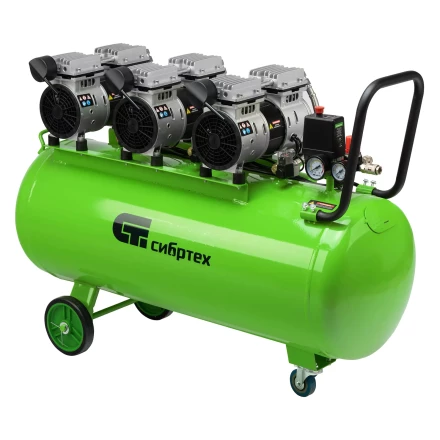 Компрессор безмаслянный малошумный Сибртех МБ 2250/100, 2250 Вт, 100л, 400 л/мин купить в Нефтеюганске