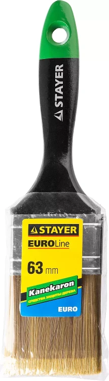 STAYER “KANEKARON-EURO”. Кисть плоская, искусственная щетина, деревянная ручка, 63мм 0106-063 купить в Нефтеюганске