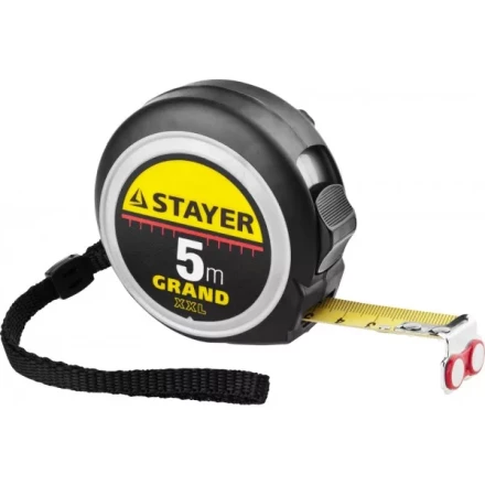 Рулетка STAYER GRAND, корпус с противоскользящим напылением, упрочненное полотно, 5м/19мм 552021 купить в Нефтеюганске