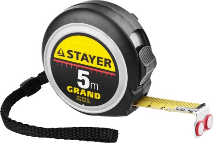 Рулетка STAYER GRAND, корпус с противоскользящим напылением, упрочненное полотно, 5м/19мм 552021 купить в Нефтеюганске