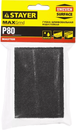 Губка шлифовальная STAYER &quot;MASTER&quot; четырехсторонняя, зерно - оксид алюминия, Р80; 100 x 68 x 26 мм. 3560-2_z01 купить в Нефтеюганске