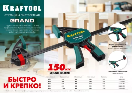 Струбцина KRAFTOOL GRAND пистолетная 32226-90 купить в Нефтеюганске