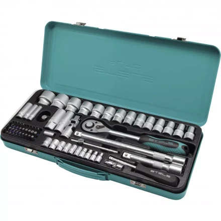 Набор торцевых головок с трещоткой 1/2 и 1/4 69 предметов Stels 13576 купить в Нефтеюганске