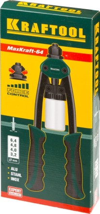 Заклепочник двуручный силовой компактный, KRAFTOOL &quot;MaxKraft-64&quot; 31160, для заклёпок d=3,2-6,4 мм из Al, стали, нерж стали, усил литой корпус 31160 купить в Нефтеюганске