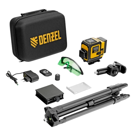 Лазерный уровень мультипризменный DLV-360-3T, 30 м, зеленый луч, Li-Ion 2,4 Aч, штатив // Denzel 350805 купить в Нефтеюганске