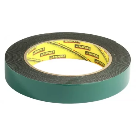 Двухсторонняя клейкая лента на вспененной основе, STAYER Professional 12233-19-05, черная, 19мм х 5м 12233-19-05 купить в Нефтеюганске