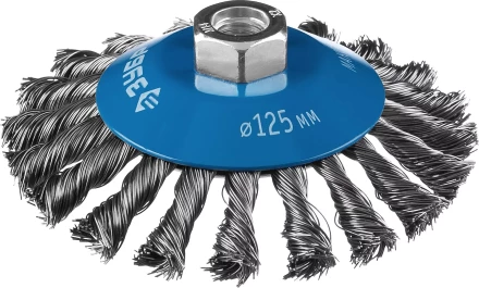 ЗУБР &quot;ПРОФЕССИОНАЛ&quot;. Щетка коническая для УШМ, плетеные пучки стальной проволоки 0,5мм, 125ммхМ14 35269-125_z02 купить в Нефтеюганске