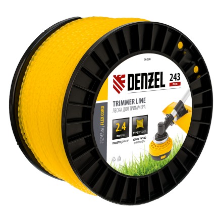 Леска для триммера витой квадрат, 2,4мм х 243м, на DIN катушке FLEX CORD// Denzel 96298 купить в Нефтеюганске