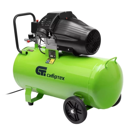Компрессор воздушный Сибртех КК-2200/100 58009, 2,2 кВт, 350 л/мин, 100 л, прямой привод, масляный купить в Нефтеюганске