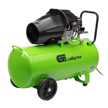 Компрессор воздушный Сибртех КК-2200/100 58009, 2,2 кВт, 350 л/мин, 100 л, прямой привод, масляный купить в Нефтеюганске