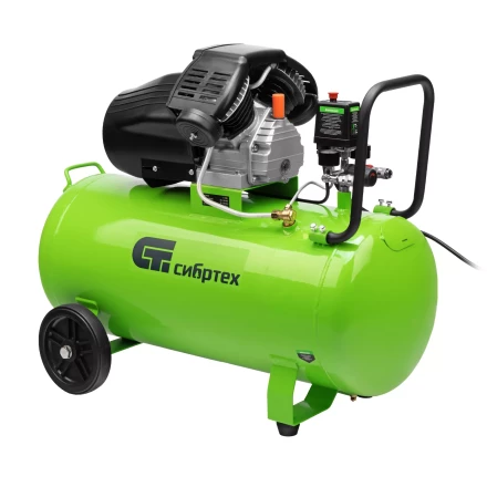 Компрессор воздушный Сибртех КК-2200/100 58009, 2,2 кВт, 350 л/мин, 100 л, прямой привод, масляный купить в Нефтеюганске