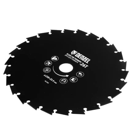 Диск для триммера c долотообразной формой зуба Denzel, 230 х 25,4 26 зубов, 96380 купить в Нефтеюганске